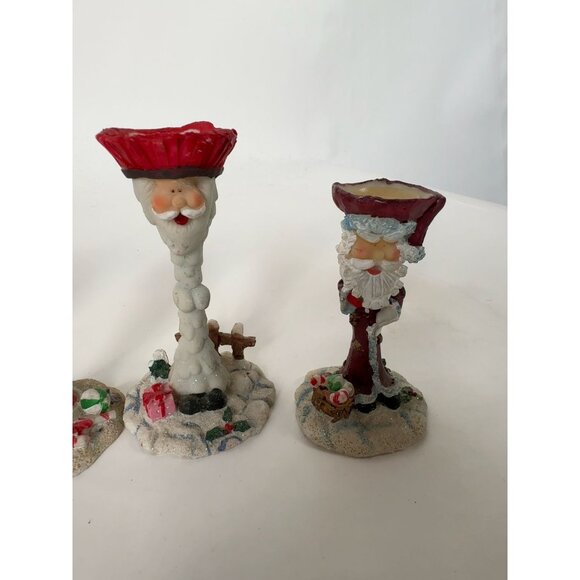 Vintage Santa Claus Candle Holder Set Of 4: Festive Christmas Decor With Santa F - Picture 2 of 16